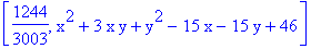 [1244/3003, x^2+3*x*y+y^2-15*x-15*y+46]